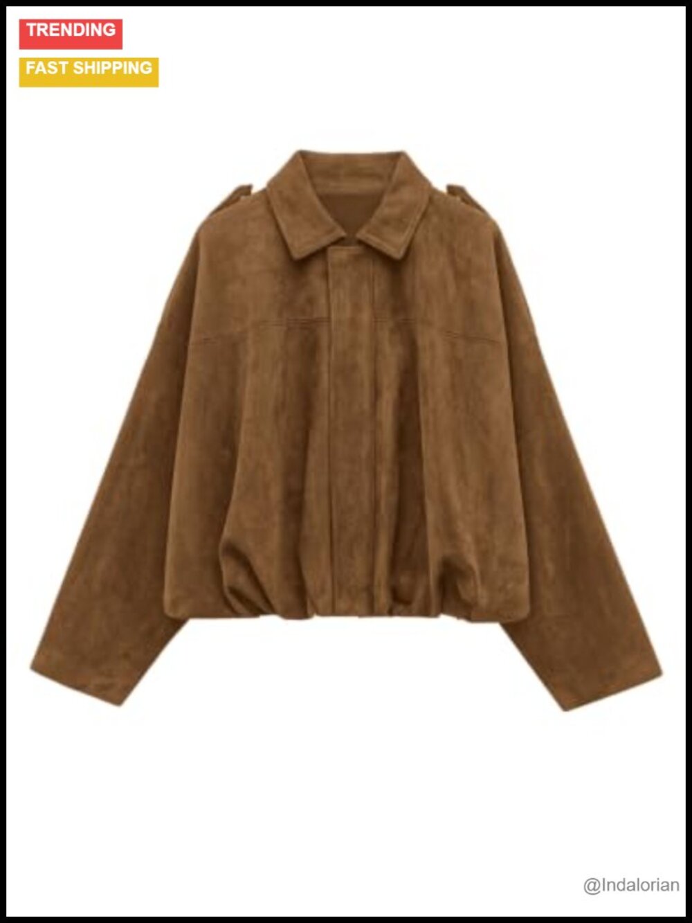 Faux Suede Cropped Bomber Jacket Women Fall Zip Oversized